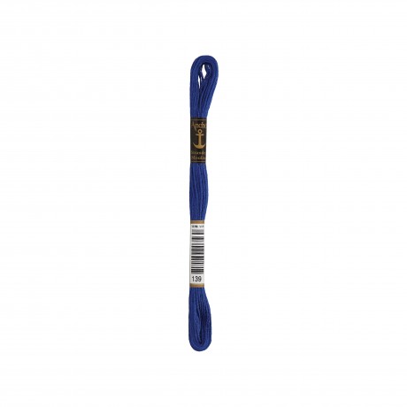 Meada de linha de bordar Anchor Stranded Cotton, filosele cor 139 azul